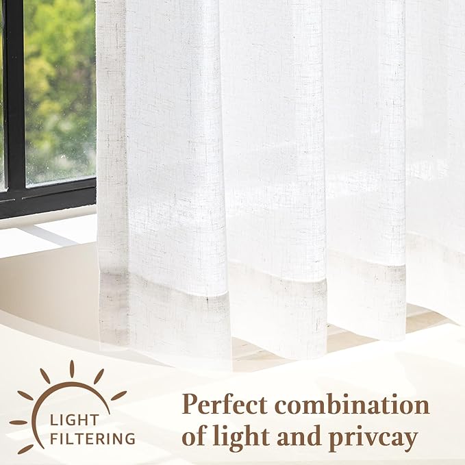jinchan Linen Pinch Pleated Kitchen Curtains 20 Inch Natural Linen Tier - Image 6