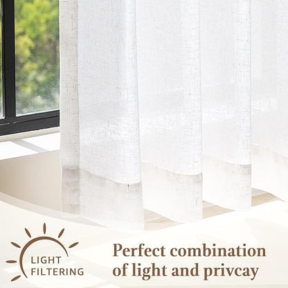 jinchan Linen Pinch Pleated Kitchen Curtains 20 Inch Natural Linen Tier - Image 6