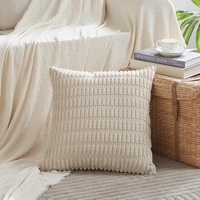 Fancy Homi 4 Packs Boho Cream Decorative Throw Pillow Covers 20x20 Inch - Image 2