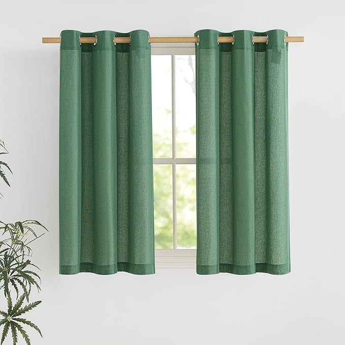 NICETOWN Olive Green Short Linen Curtains by NICETOWN