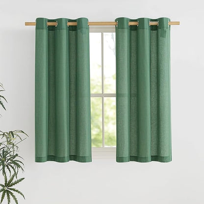 NICETOWN Olive Green Short Linen Curtains by NICETOWN