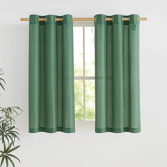 NICETOWN Olive Green Short Linen Curtains by NICETOWN