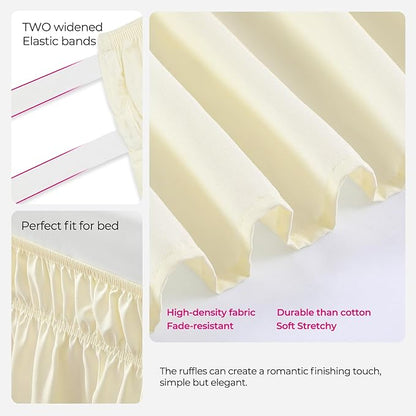 RIMELA Butter Yellow Bed Skirt Queen Size 15 Inch Drop, Elastic Bed Skirting - Image 7