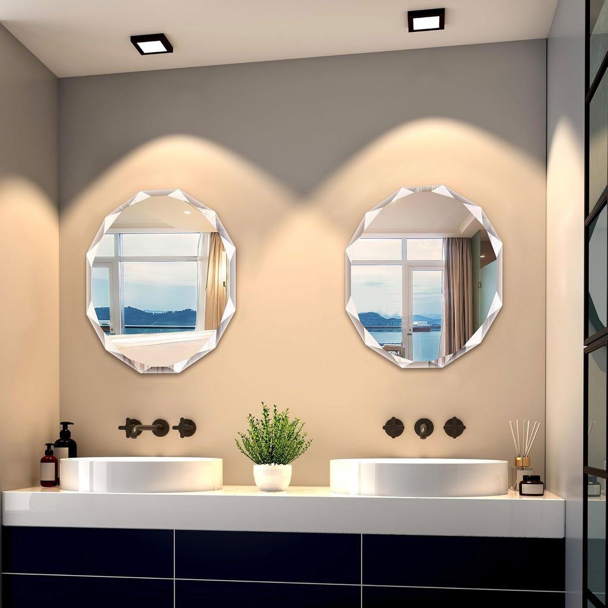 23.5x27.5 inch bathroom mirrors for over sink, round, close-up detail