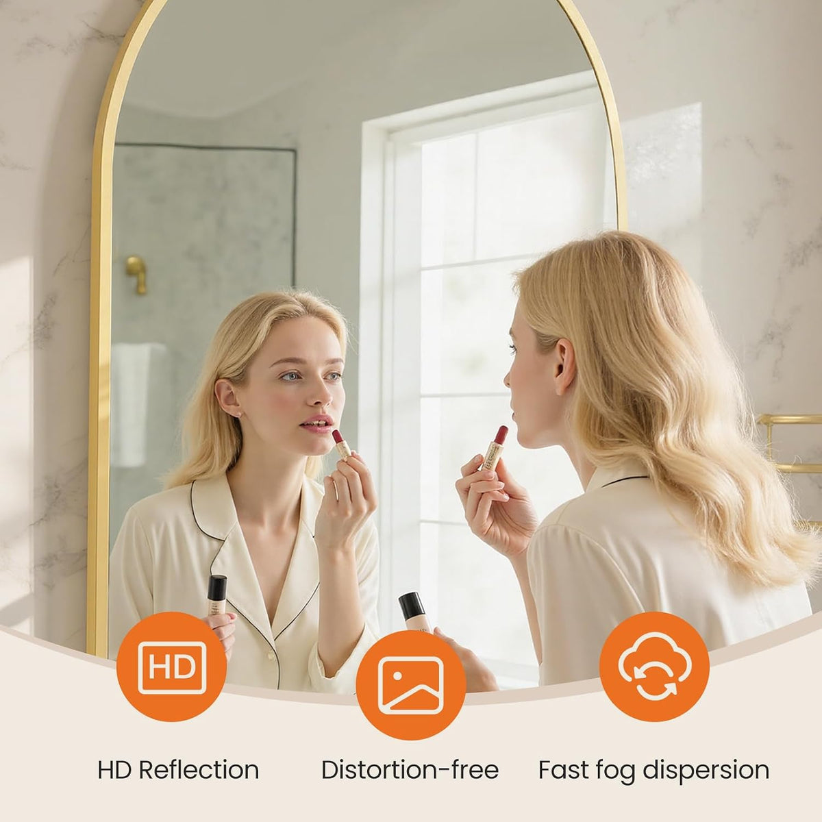 sweetcrispy 24"x 36" arched gold bathroom mirrors for shown in use