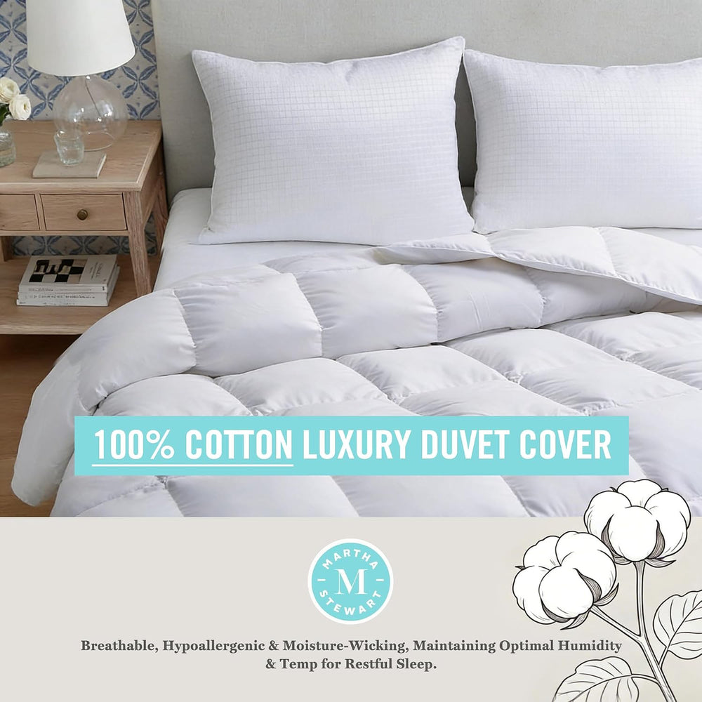 Martha Stewart Luxury White Goose Feathers Down Fiber Comforter Queen Size