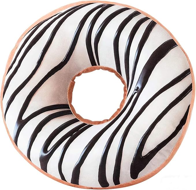 HYSEAS Round Throw Pillow 14 Inch Chocolate White Donut, 3D Digital Print by HYSEAS