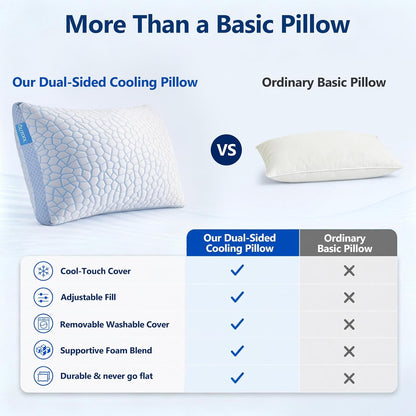 qutool enhanced cooling pillows for sleeping, certipur-us shredded on a desk or shelf