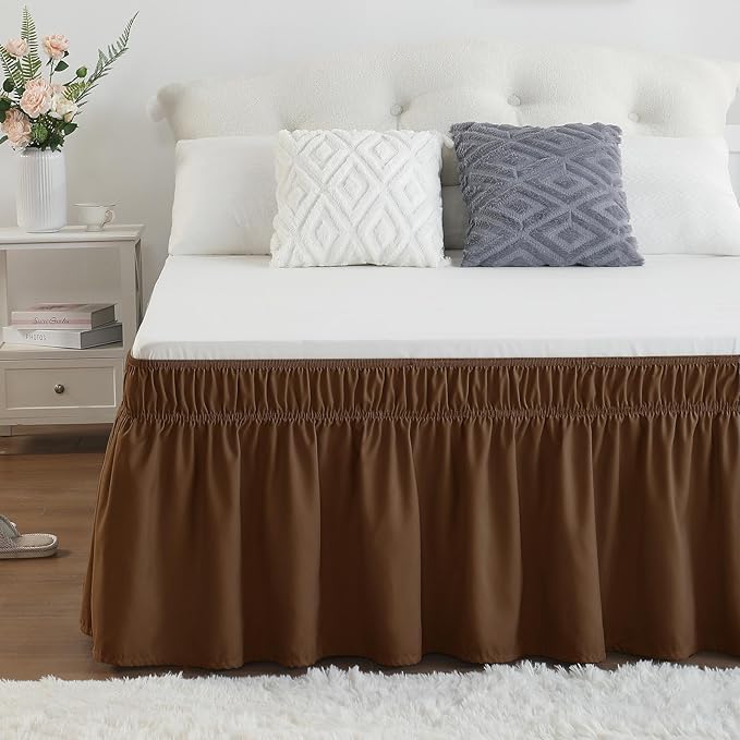 RIMELA Bed Skirt Full Size 15 Inch Drop, Elastic Bed Skirting - Image 5