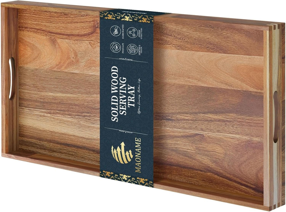 MAONAME Extra Large Ottoman Tray, 40 x 20 inches Acacia Wood Serving Tray
