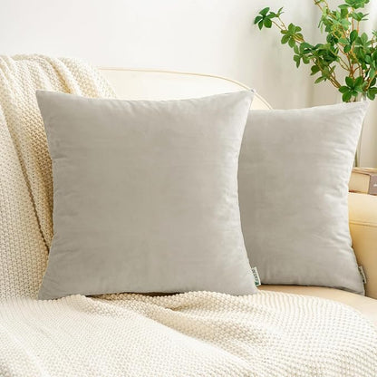 HWY 50 Silver Gray Velvet Throw Pillow Covers 16x16 Inch by HWY50