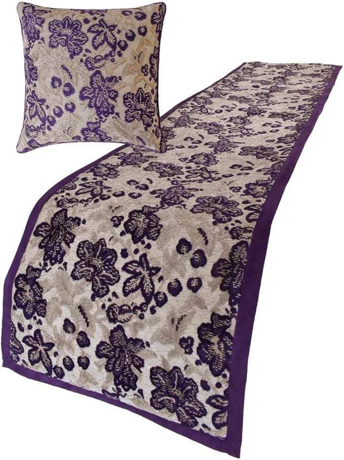 The HomeCentric King/Queen/Twin Purple Decorative CA King 86"x18" Bed Runner - Image 3