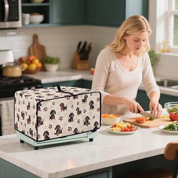 Dachshund Dog Heart Paw Print Toaster Oven Cover - Image 4
