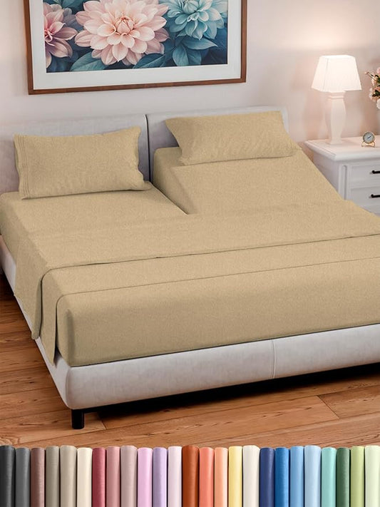 Split Head King Sheet Set – 4 Piece Flex Split Top King Sheets by CGKUnlimited