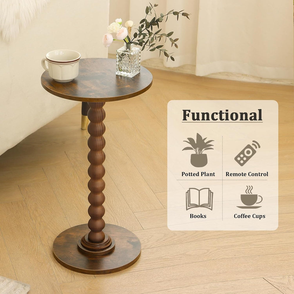 Round Side Table, Small Drink Table for Small Spaces, Modern Accent Nightstan...
