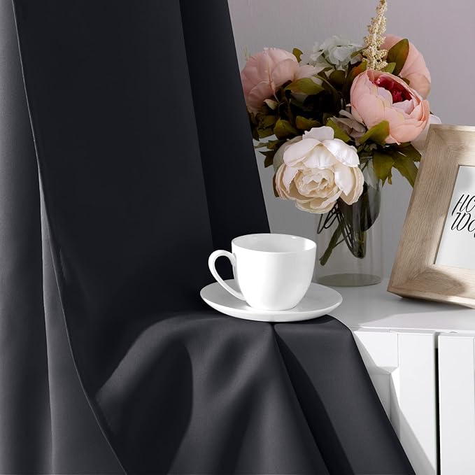 HOMEIDEAS Grey Blackout Curtains 42 X 84 Inch Long Set of 2 Panels Room - Image 5
