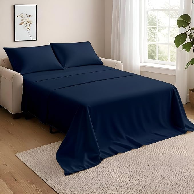 NON Sticky cotton Queen Size Sleeper Sofa Sheets, 4 Piece Egyptian Cotton Bed by Non-StickyCotton