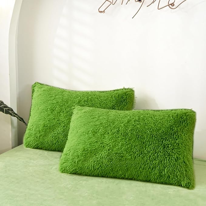 MorroMorn Decorative Pillows Covers, 2 Packs Faux Fur Pillow Cases Standard Size by MorroMorn