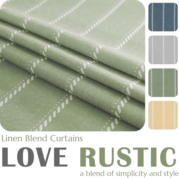 jinchan Nautical Striped Linen Kitchen Curtains 36 Inches Farmhouse Tier Cafe - Image 3