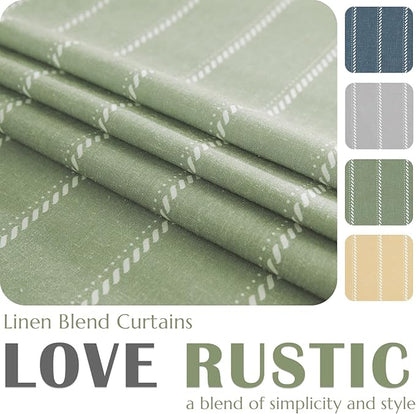 jinchan Nautical Striped Linen Kitchen Curtains 36 Inches Farmhouse Tier Cafe - Image 3