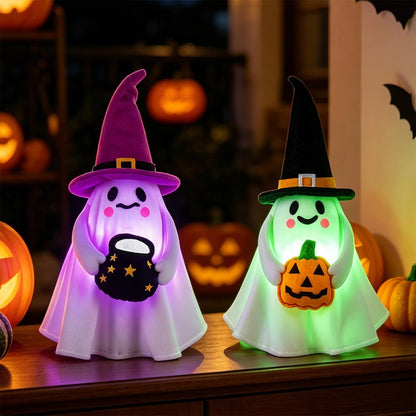 2 Pack Halloween Lighted Ghost Figurine with Stretchable Leg 21" to 30"