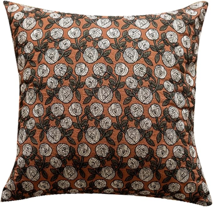 Autumn Themed Throw Pillow Covers, Pumpkin & Floral Embroidered Decorative by Mussepera