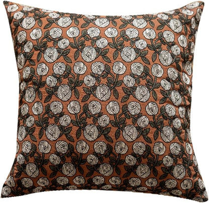 Autumn Themed Throw Pillow Covers, Pumpkin & Floral Embroidered Decorative by Mussepera
