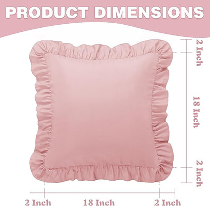 KKJIAF Ruffle Pillow Cases 18x18 Inches, Light Pink Square Ruffled Pillow - Image 3