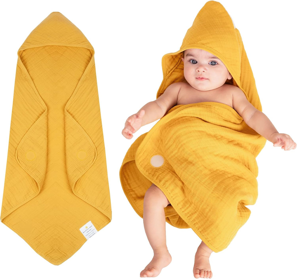 hands-free hooded towel – 100% organic muslin cotton, main product view
