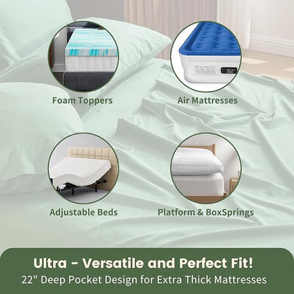 100% Linen Sheet Set Cal King Size Extra Deep Pocket Fits 18-24 Inch Mattress - Image 3