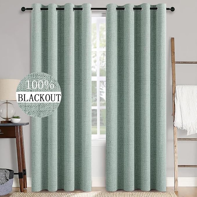 MIULEE Linen Texture Curtains for Bedroom Solid 100% Blackout Thermal Insulated by MIULEE