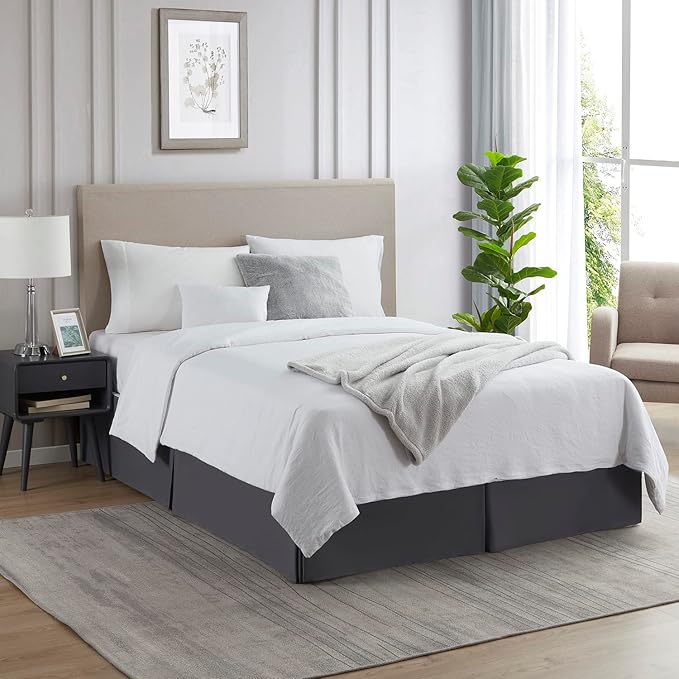 Nestl Dark Gray Full XL Bed Skirt - Image 4