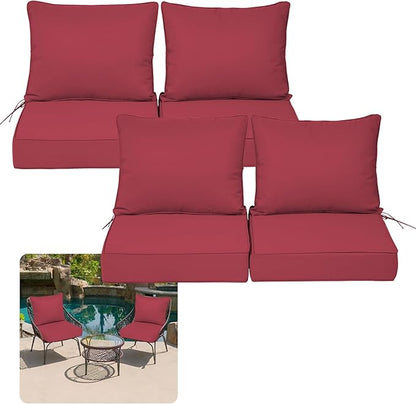 Deep Seat Outdoor Cushions Set of 4, UV&Fade Resistant Deep Seat Patio Cushions by Vulacko