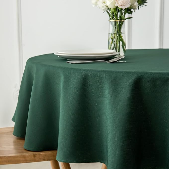 maxmill Round Linen Looking Textured Tablecloth Spill-Proof Wrinkle Free Soft - Image 4