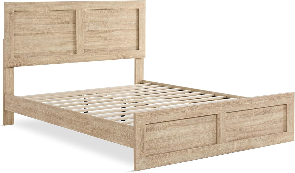 KISLOT 3-Piece Bedroom Set, Bed Frame & 2 Nightstands, Natural, Queen