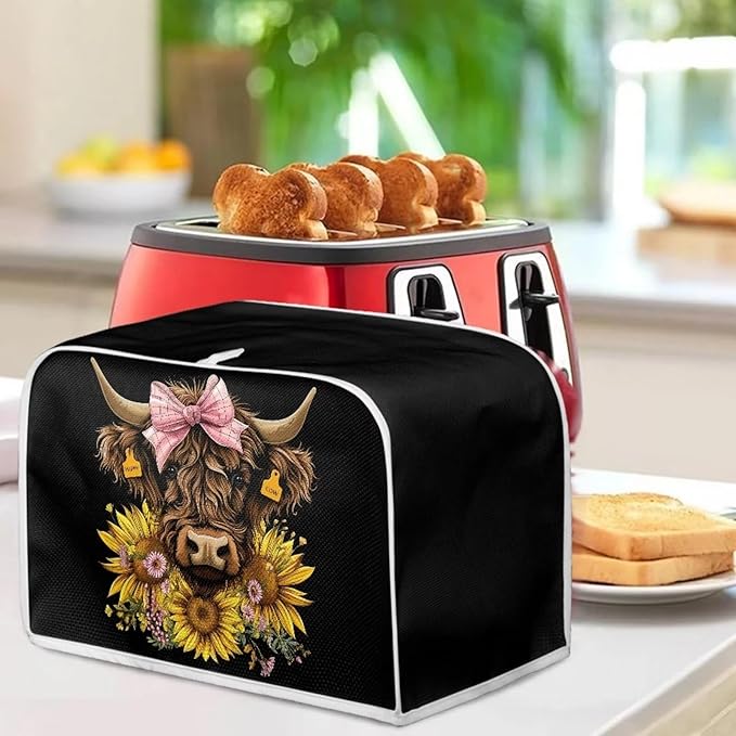 ZFRXIGN Sunflower Cow Toaster Cover 4 Slice Small Appliance Covers Kitchen - Image 3