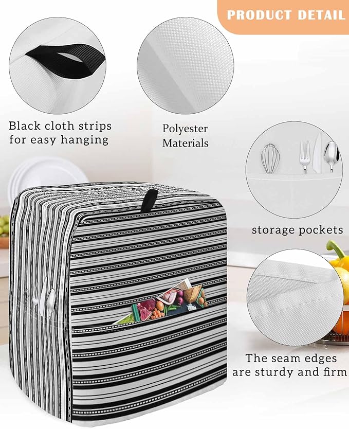 Black Stripes Stand Mixer Dust Cover - Image 3