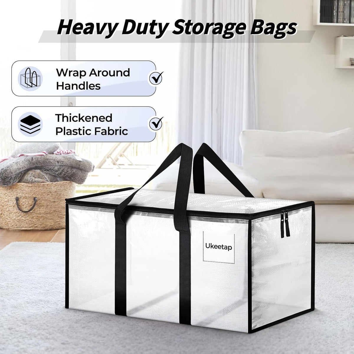 ukeetap 8 pack extra large clothes storage bins, side view