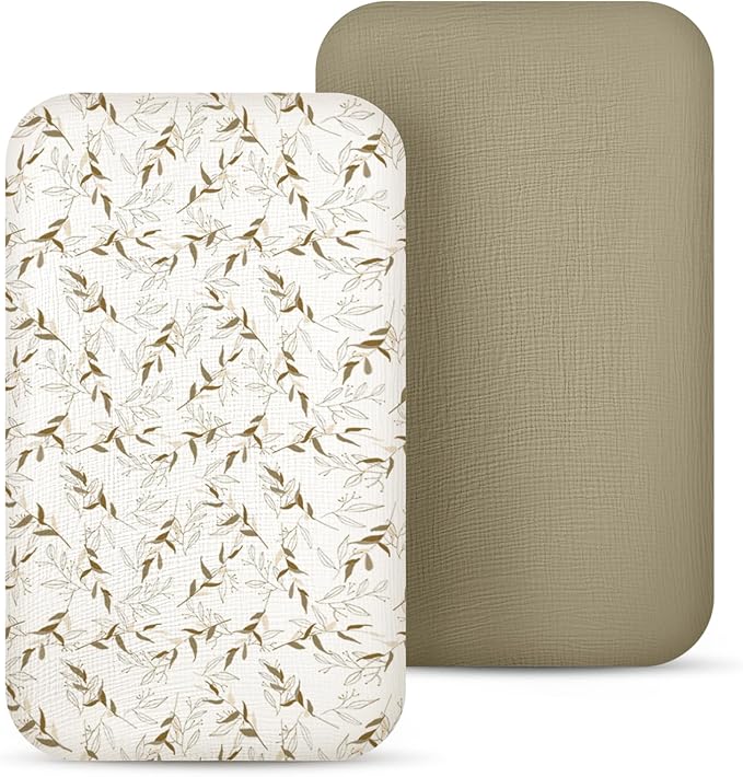 lulumoon Baby Bassinet Sheets Muslin: Cotton Bedside Bassinet Sheets Floral by Lulumoon