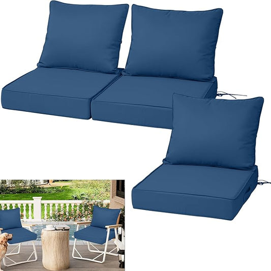 Waterproof Outdoor Chair Cushion Set of 3, Outdoor Cushions by Vulacko