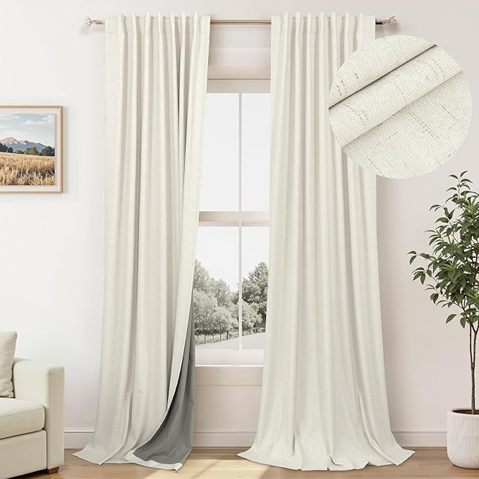 Pitalk Natural Linen Blackout Curtains by Pitalk