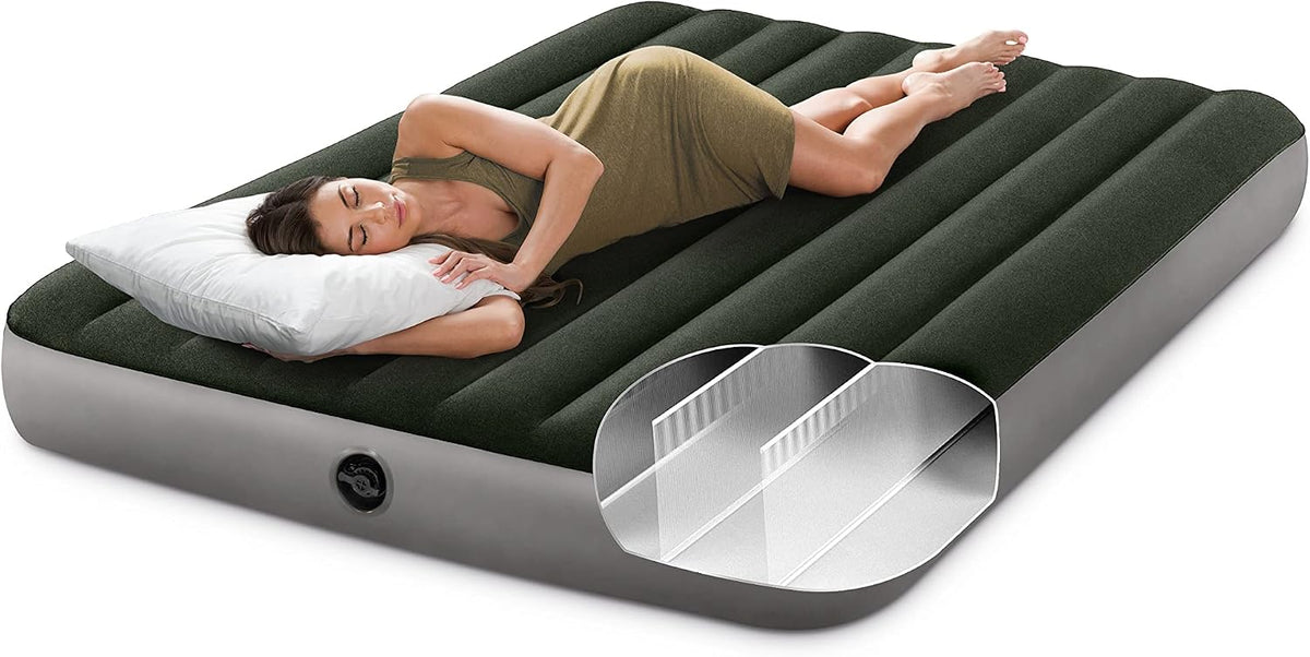 intex 64779e dura-beam standard prestige air mattress: fiber-tech shown in use