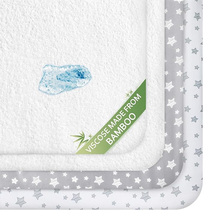 Crib Sheets & Waterproof Crib Mattress Protector by Moonsea