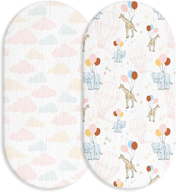 Muslin Bassinet Fitted Sheets, 2 Pack by LYRICHOMBABY