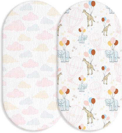 Muslin Bassinet Fitted Sheets, 2 Pack by LYRICHOMBABY