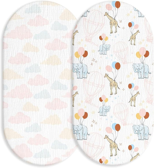 Muslin Bassinet Fitted Sheets, 2 Pack by LYRICHOMBABY