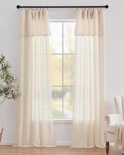 jinchan Linen Blend Light Filtering Curtains 38W x 96L Inch Beige by JINCHAN