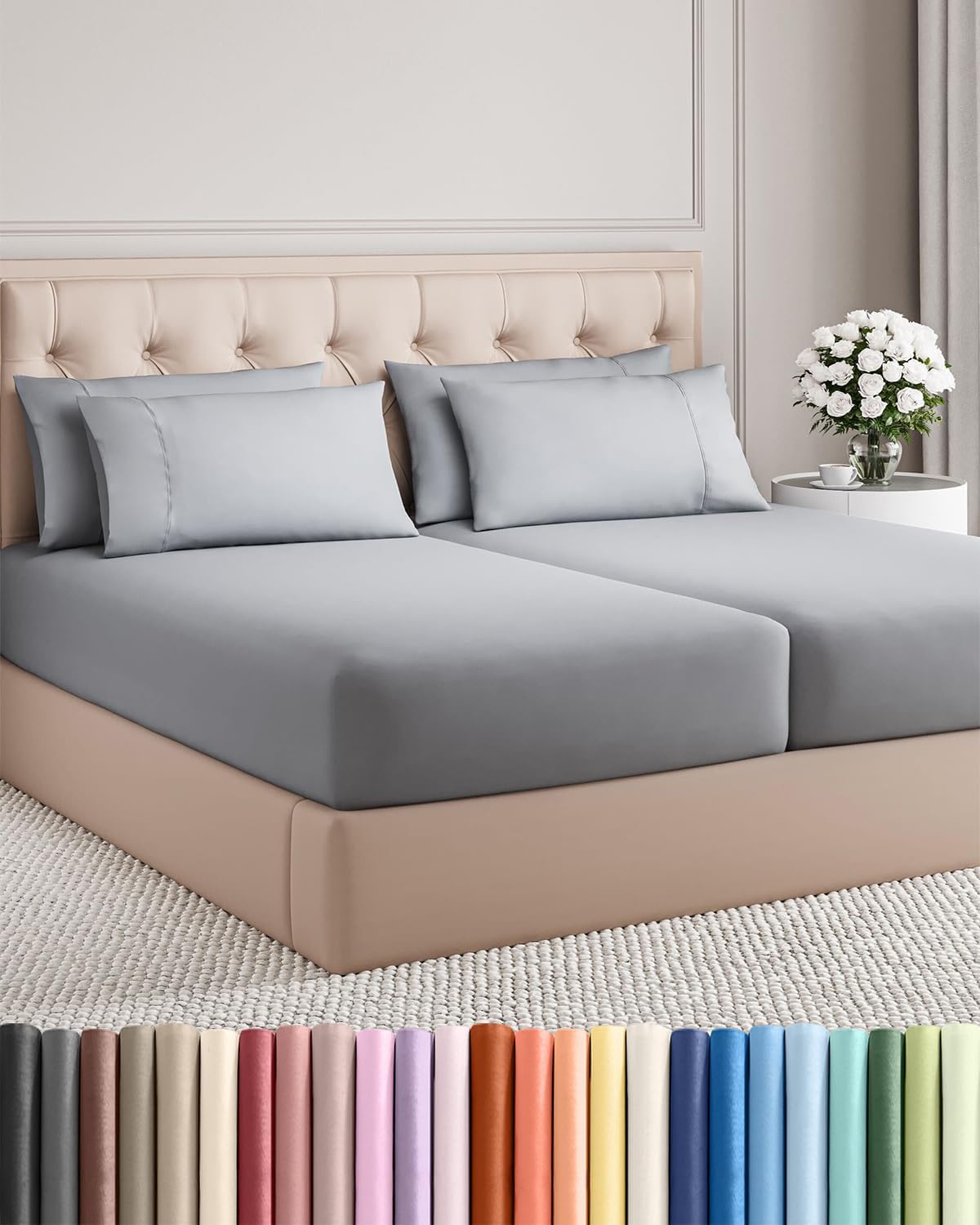 cgk split king 7pc bed sheet set, main product view