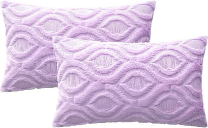 MIULEE Light Purple Throw Pillow Covers 12x20 Inch, Soft Winter Plush Faux Wool - Image 6
