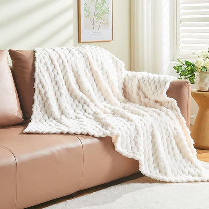 NEWCOSPLAY Super Soft Twin Blanket Ivory Premium Silky Flannel Fleece 3D Clouds - Image 8